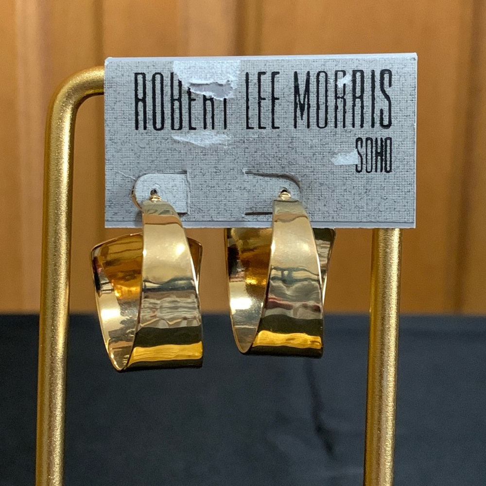 NWT Robert Lee Morris gold plated hoop earrings
